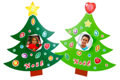 Set de 12 sapins cadres en carte forte + gommettes - Kits créatifs de Noël - 10doigts.fr