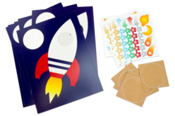 Set de 6 cartes cadre fusée + message caché - Kits carteries - 10doigts.fr - 2