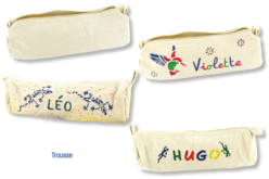 Trousse en coton (22 cm) , avec fermeture zippée  - Pochoirs adhésifs - 10doigts.fr - 2