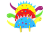 Dinosaure multicolore avec une assiette en carton - Gommettes formes assorties – 10doigts.fr
