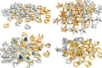 Clous formes assorties ( pyramides, ronds, étoiles, coeurs) or et argent - 150 clous assortis - Clous et rivets – 10doigts.fr