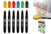 Set de 6 marqueurs grosses pointes pour vitres et fenêtres - couleurs vives - Crayons cire – 10doigts.fr