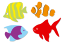 Poissons en bois décoré - 8 pièces - Déco en bois peints - 10doigts.fr