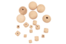 Perles assorties en bois naturel - 18 perles - Perles Bois - 10doigts.fr