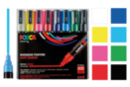 Posca PC5M pointe ogive moyenne (1,8 à 2,5 mm) - 8 couleurs vives - Marqueur POSCA - 10doigts.fr