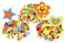 Stickers en feutrine étoiles, coeurs, fleurs - 3 sets (444 formes) - Stickers en Feutrine 34123 - 10doigts.fr