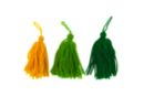 Pompons long en laine camaïeu vert et jaune - 3 pompons - Pompons - 10doigts.fr
