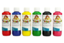 Peinture textile, flacon de 250 ml - 6 couleurs classiques - Peinture textile 31074 - 10doigts.fr