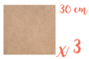 Support carré en médium MDF 30 x 30 cm - 3 pièces - Silhouettes en bois 12143 - 10doigts.fr