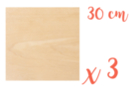 Support carré en bois 30 x 30 cm - 3 pièces  - Silhouettes en bois 18619 - 10doigts.fr
