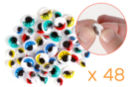 Yeux mobiles adhésifs colorés Ø 5 mm et 10 mm - 48 yeux - Yeux mobiles 13384 - 10doigts.fr