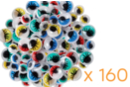 Yeux mobiles colorés Ø 5, 7, 10 et 15 mm - 160 yeux - Yeux mobiles - 10doigts.fr