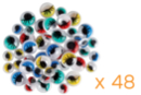 Yeux mobiles colorés Ø 5 mm et 10 mm - 48 yeux - Yeux mobiles 13388 - 10doigts.fr