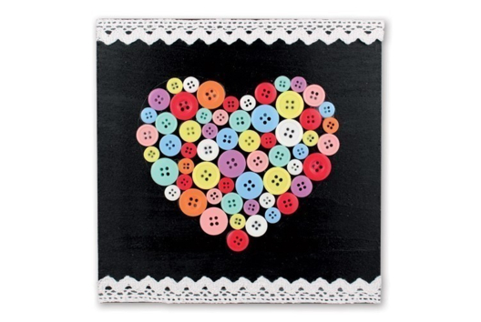Tableau coeur en boutons - Activités manuelles fête des mères - 10doigts.fr