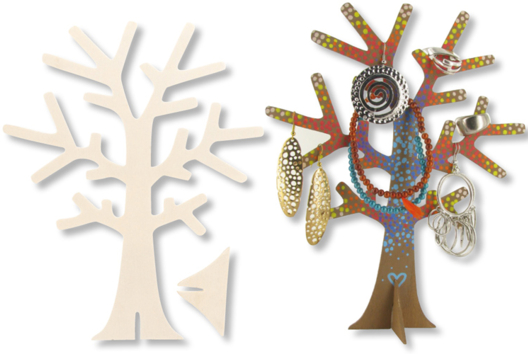 Arbre porte-bijoux en bois - Activités manuelles fête des mères - 10doigts.fr