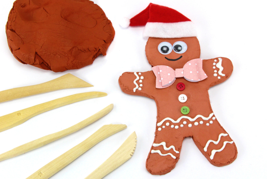 bonhomme pain d'épices noël enfant pâte à modeler - Activités manuelles Noël - 10doigts.fr