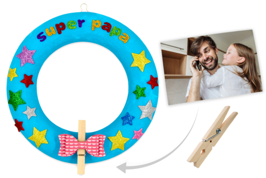 couronne porte photo fête des pères - Activités manuelles fête des pères - 10doigts.fr