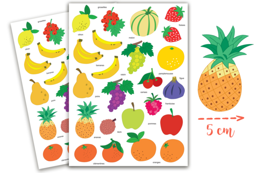 Gommettes Fleurs, Fruits et Légumes - Gommettes, stickers - 10doigts.fr