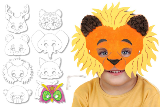 Masques animaux à décorer - Activités manuelles Carnaval, Mardi gras - 10doigts.fr