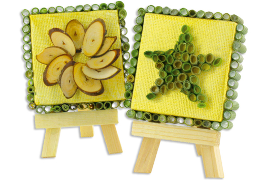 Mini châssis entoilés sur mini chevalets - Activités manuelles tableaux - 10doigts.fr
