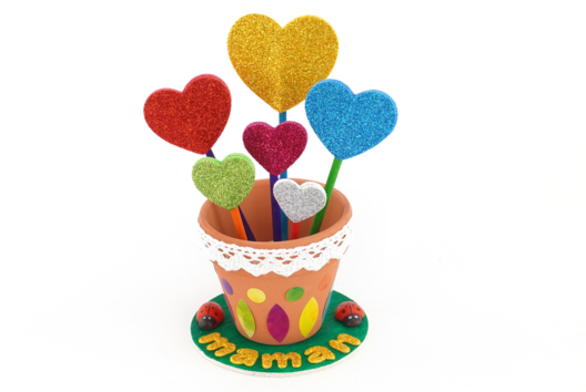 pot fleur coeur fête des mères cadeau - Activités manuelles fête des mères - 10doigts.fr - 2