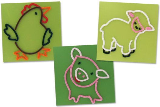 Tableau en chenilles - Activités manuelles tableaux - 10doigts.fr - 2