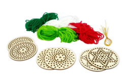 Kit de 6 suspensions rondes en bois à tisser  - Boules de Noël DIY - 10doigts.fr - 2
