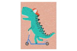 Kit diamond painting dino trotinette - 15 x 20 cm - Kit Diamond Painting - 10doigts.fr - 2