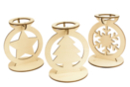 Bougeoirs en bois Noël - 3 pièces - Photophores Noël - 10doigts.fr