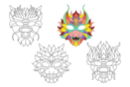 Masques à colorier dragons - 4 motifs  - Masques Créatifs - 10doigts.fr