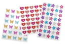 Stickers pailletés fleurs, papillons, coeurs - Stickers Fantaisies - 10doigts.fr