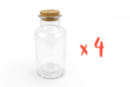 Bocaux en verre avec bouchon liège - 4 pièces - Supports en Verre - 10doigts.fr