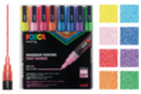 Pochette de 8 marqueurs POSCA pointes fines (0,9 à 1,3 mm)- couleurs pailletées assorties - Marqueur POSCA - 10doigts.fr